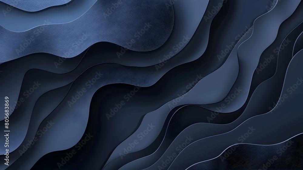 Obraz premium Dramatic Navy Blue Fluid Gradient Abstract Background with Flowing Organic Shapes and Curves