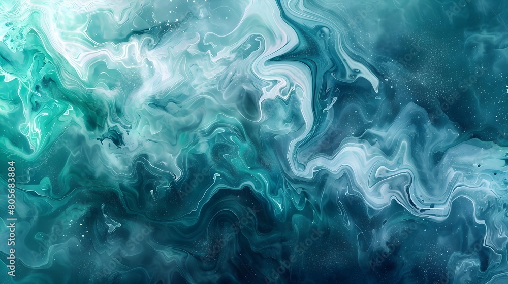 Captivating Teal and Green Fluid Watercolor Abstract Background with Mesmerizing Liquid Texture Captivating Teal and Green Fluid Watercolor Abstract Background with Mesmerizing Liquid Texture