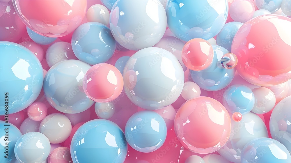 Vibrant Pastel Spheres Floating in Dreamy Abstract Background