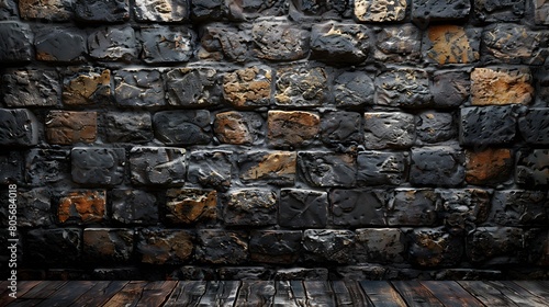 Aged Brick Wall with Worn Weathered Texture and Grunge Detailing photo