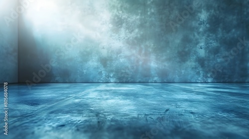 Tranquil Blur of Soft Blue Abstract Studio and Wall Background