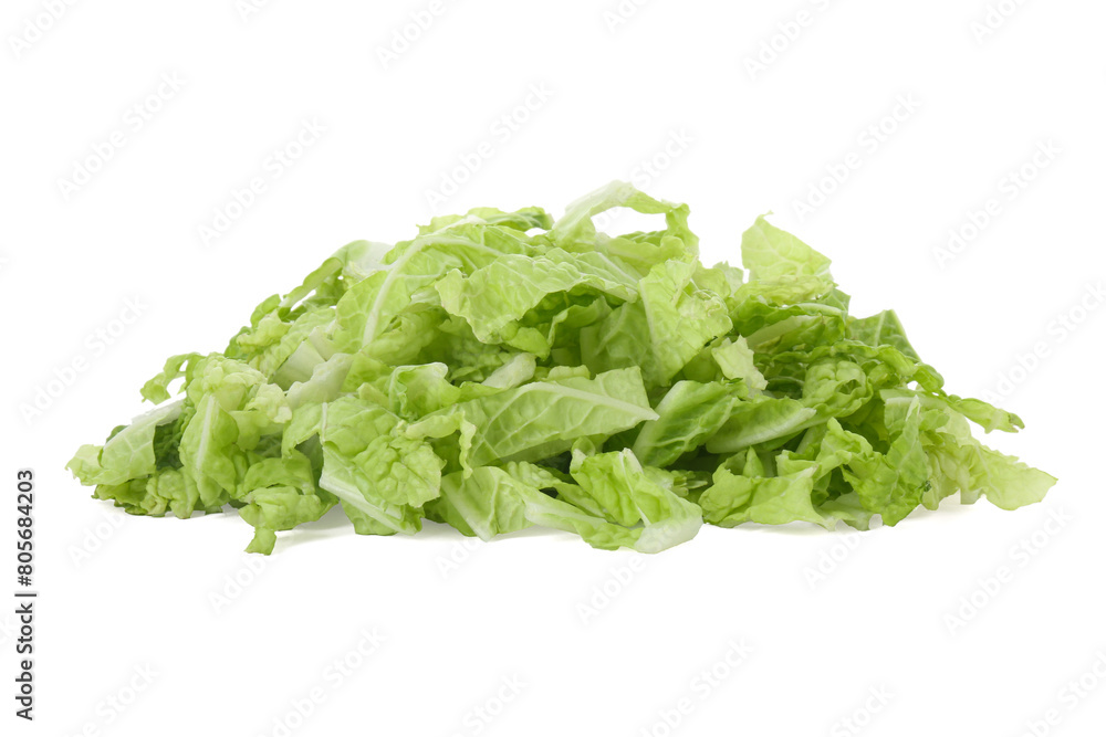 Pile of shredded fresh Chinese cabbage isolated on white Pile of shredded fresh Chinese cabbage isolated on white