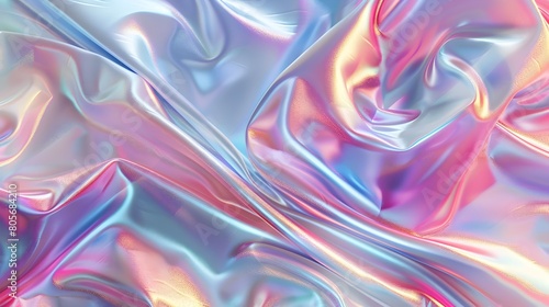 Shimmering Pastel Holographic Fabric Texture for Seamless Background and Digital Design