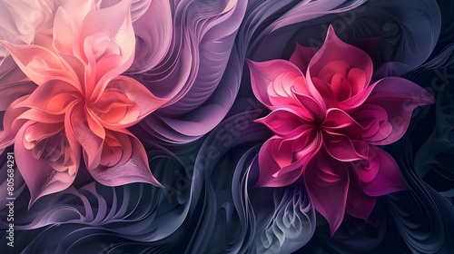 Captivating Floral Swirls in a Vibrant,Dreamlike Abstract Background