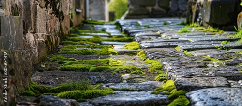 Village roads made of mossy stone © diwek