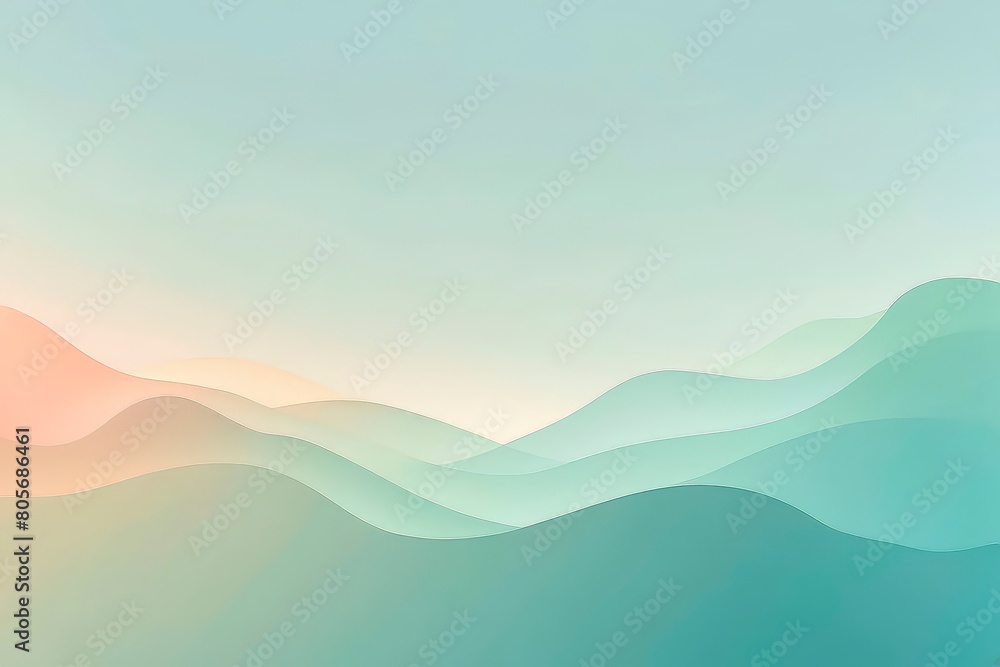 Obraz premium An abstract dreamy pastel background featuring soft shade colors aqua pale green peach colorful smooth gradient tranquil wallpaper 