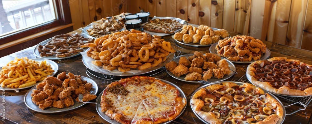 Various kinds of delicious fast food on the table. Various kinds of delicious fast food on the table.