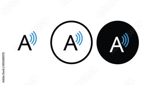icon Read Aloud black outline for web site design 
and mobile dark mode apps 
Vector illustration on a white background