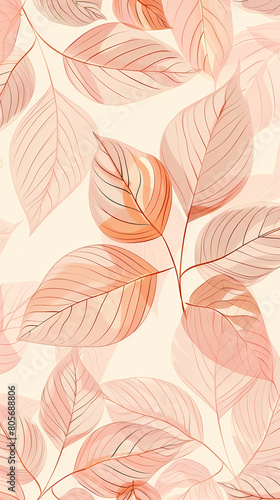 Tropical leaf Wallpaper,Botanical leaf line art wallpaper background vector. Luxury natural hand drawn foliage pattern design in minimalist linear contour simple style.Vector illustration © ak159715