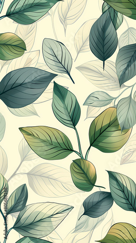 Tropical leaf Wallpaper Botanical leaf line art wallpaper background vector. Luxury natural hand drawn foliage pattern design in minimalist linear contour simple style.Vector illustration