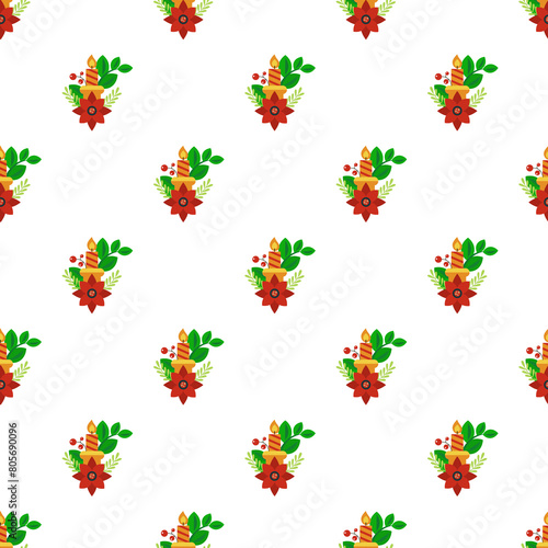 Winter Flowers For Christmas Seamless Vector Pattern Design