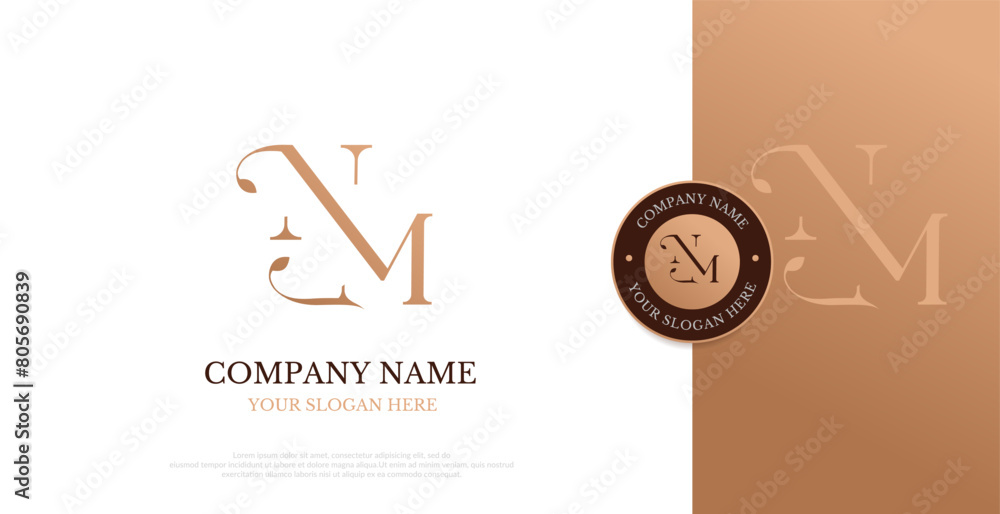 Initial NM Logo Design Vector 