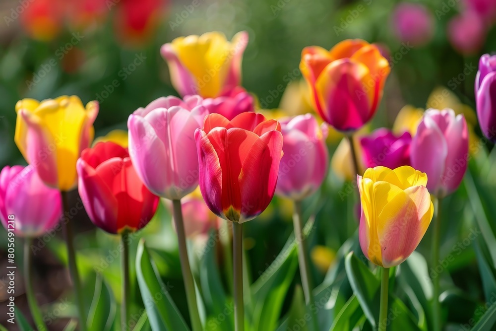 Colorful tulips on sunny background Colorful tulips on sunny background