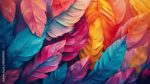 A colorful bird wallpaper with a lot of feathers. Colorful feather wallpaper with vibrant gradients and delicate compositions tiled. colorful bird wallpaper, vibrant feathers, © Ibrahim