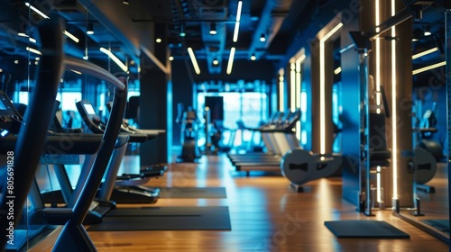 A sleek and modern fitness studio featuring customers engaging in various activities while dressed in luxury workout clothing.