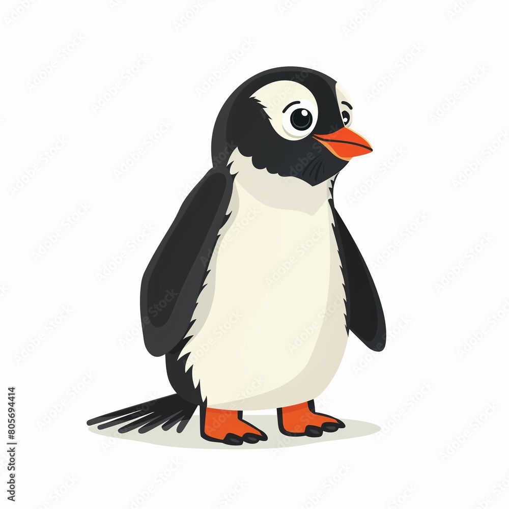 Fototapeta premium Adorable Cartoon Penguin Illustration on White Background for Children