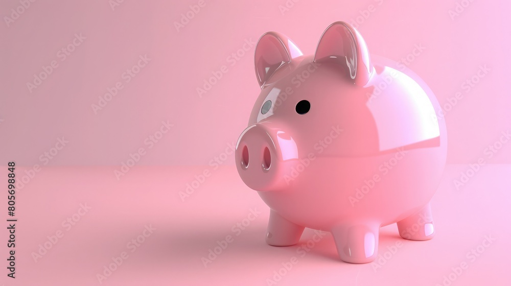 A pink piggy bank sits on a pink background. The piggy bank is empty and waiting to be filled with money. The piggy bank is a symbol of saving money. A pink piggy bank sits on a pink background. The piggy bank is empty and waiting to be filled with money. The piggy bank is a symbol of saving money.