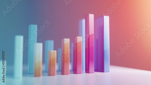 A 3D rendering of a bar graph with the bars in various colors.