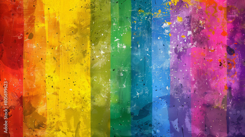 Colorful LGBTQ and pride month concept rainbow mixed grunge colors pop art comic style painting background wallpaper illustration.