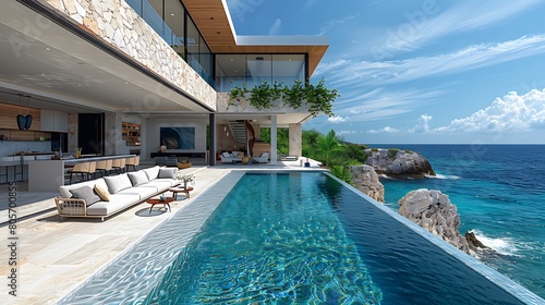 Beachfront property with a private pool and panoramic ocean views. © forall