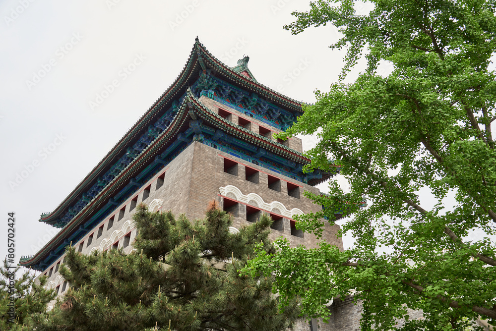 Archery tower of the historic Zhengyangmen gate in Qianmen street, located to the south of Tiananmen Square in Beijing, China