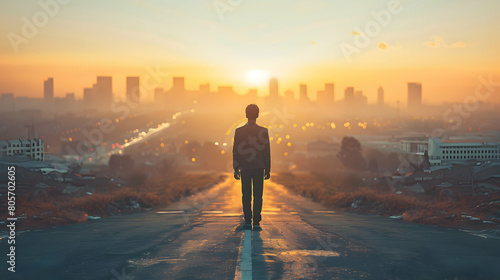 Man's Journey: From Low Performance to High Achievement - Illustrating the Path to Progress in Photo Stock Business Concept