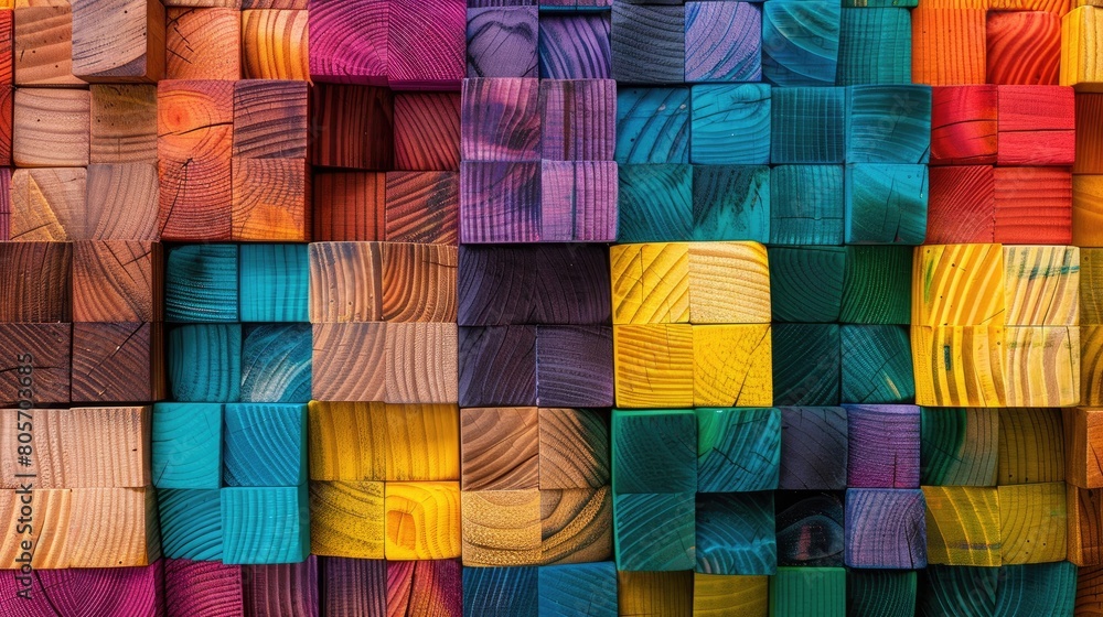 Vibrant background composed of colorful wooden blocks, Ai Generated. Vibrant background composed of colorful wooden blocks, Ai Generated.