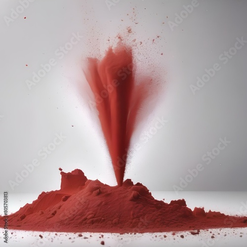 Red chalk pieces and dust flying, effect explode isolated on white2 photo