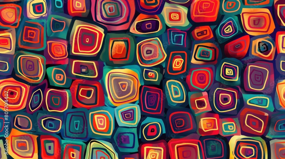 Vibrant pattern of randomly arranged rounded squares, Ai Generated. Vibrant pattern of randomly arranged rounded squares, Ai Generated.