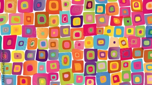 Vibrant pattern of randomly arranged rounded squares  Ai Generated.