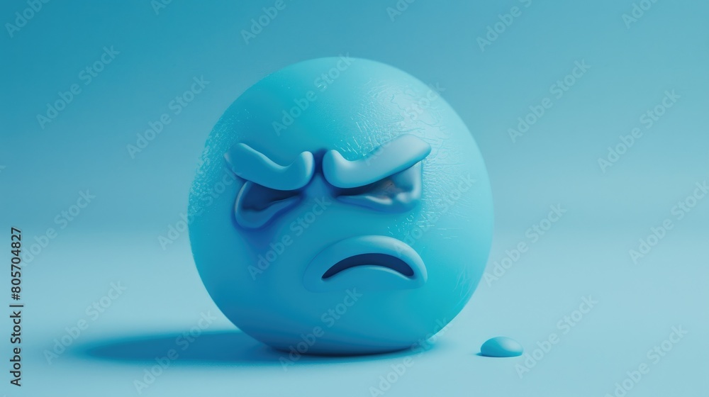 Blue Monday depicted with sad emoji on light blue backdrop. Ai Generated Blue Monday depicted with sad emoji on light blue backdrop. Ai Generated
