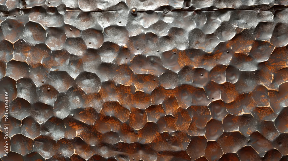 Top view of a hammered metal texture in chaotic arrangement, exuding a sense of raw energy, Ai Generated. Top view of a hammered metal texture in chaotic arrangement, exuding a sense of raw energy, Ai Generated.