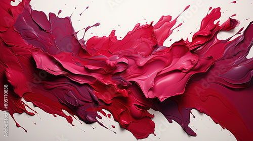 Knolling Strokes of Glitzy Maroon or Red Color Liquid Paint On The White Background