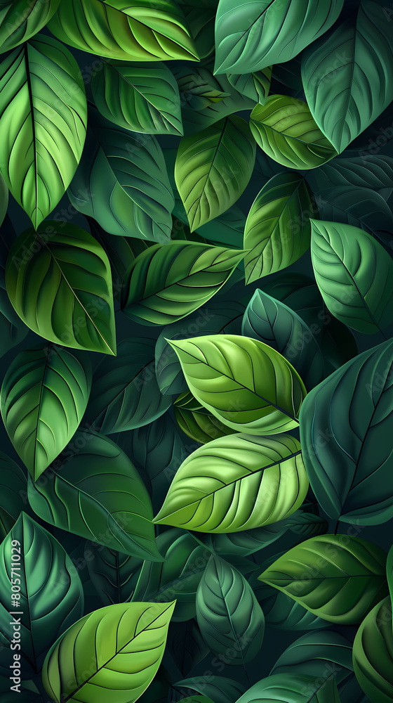 Fototapeta premium Spring background, green tree leaves on blurred background,vector image.