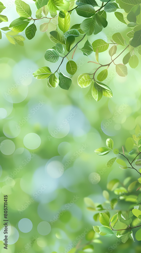 Spring background, green tree leaves on blurred background,vector image. Spring background, green tree leaves on blurred background,vector image.