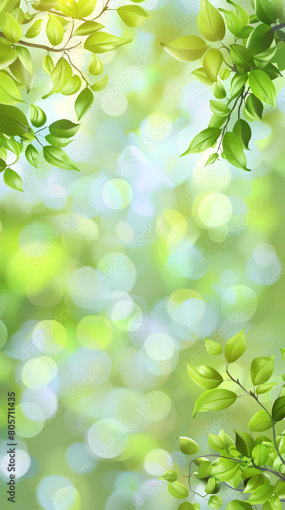 Spring background, green tree leaves on blurred background,vector image. Spring background, green tree leaves on blurred background,vector image.