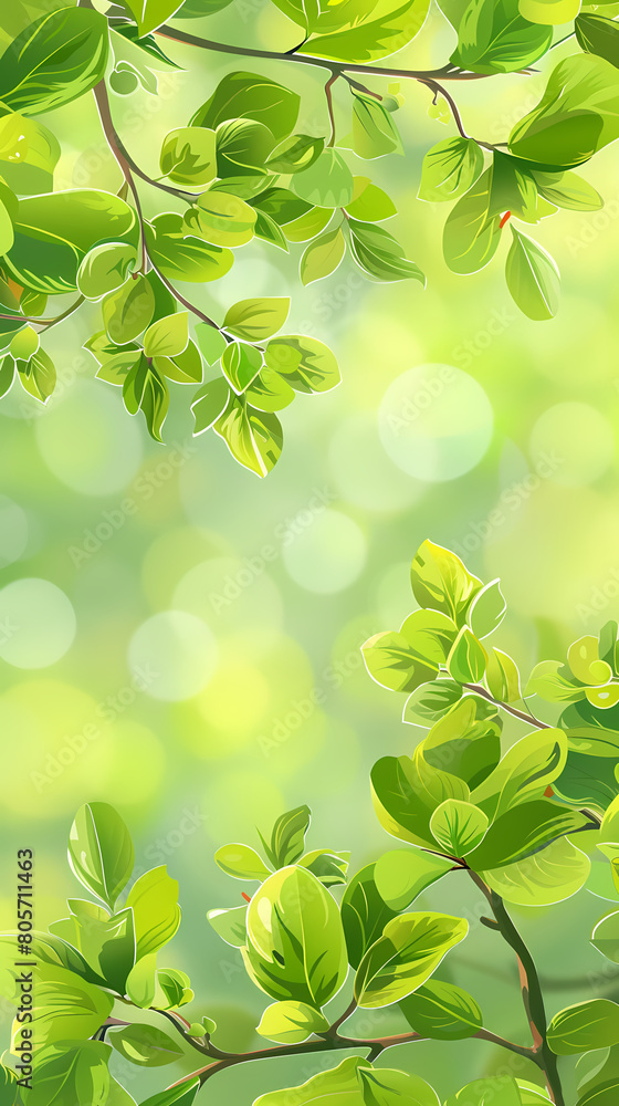 Spring background, green tree leaves on blurred background,vector image. Spring background, green tree leaves on blurred background,vector image.