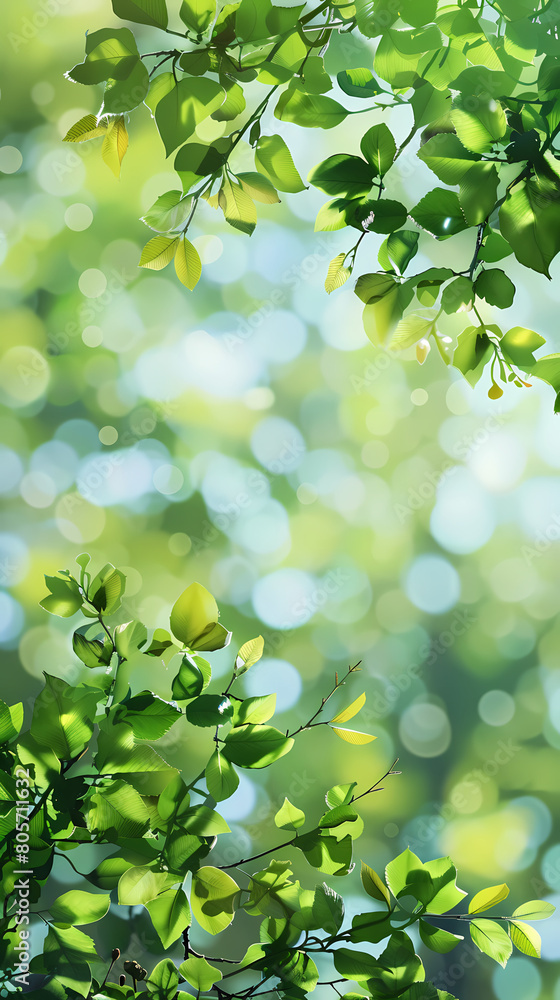 Spring background, green tree leaves on blurred background,vector image. Spring background, green tree leaves on blurred background,vector image.
