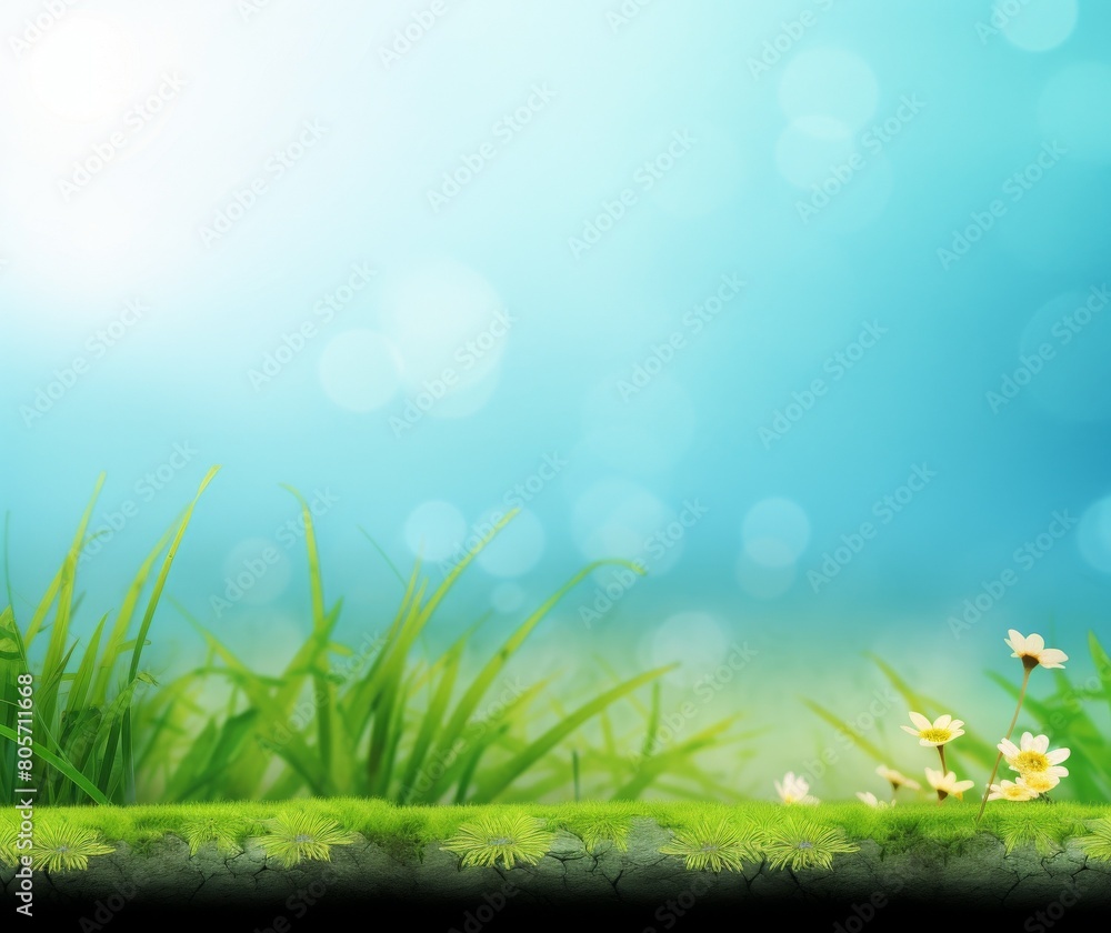 Fototapeta premium Vibrant Summer Nature Background with Grass and Daisy Flowers