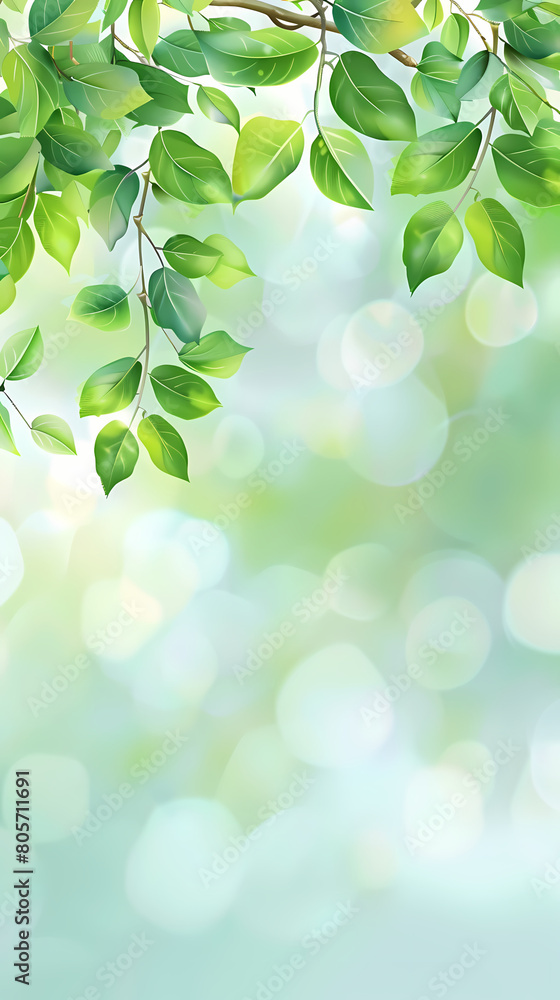 Spring background, green tree leaves on blurred background,vector image. Spring background, green tree leaves on blurred background,vector image.