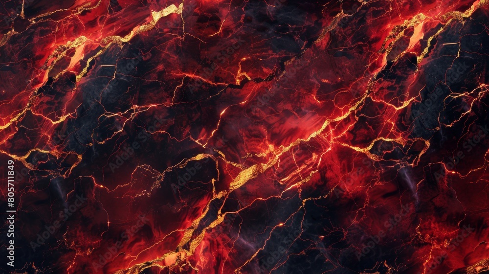 Red and black marble with golden veins, closeup, red lightning effects, high resolution, high detailed digital art in the style of background. Red and black marble with golden veins, closeup, red lightning effects, high resolution, high detailed digital art in the style of background.