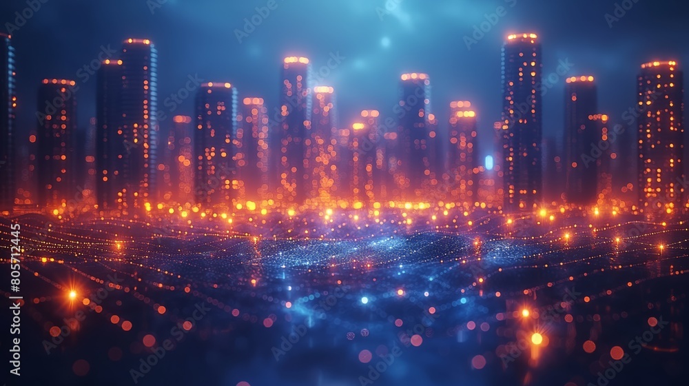 An illustration of a wi-fi smart city or network of wireless networks. An illustration of a wi-fi smart city or network of wireless networks.