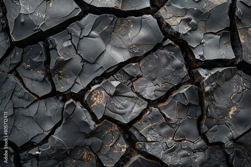frozen fury cracked obsidian texture with molten lava veins abstract rock background photo