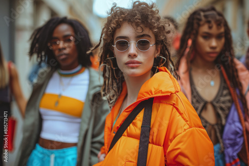 Diverse Individuals Embrace Unique Style in Casual Fashion Walk