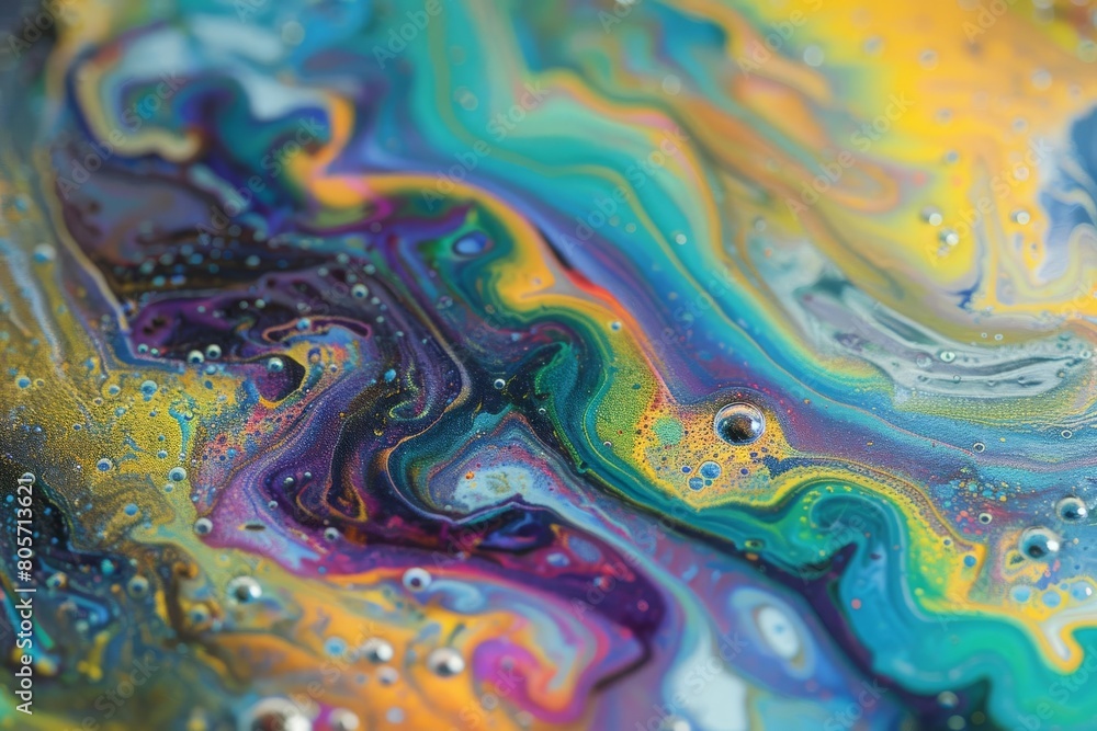 iridescent bubbles mesmerizing swirls of color in macro oil abstract closeup photo