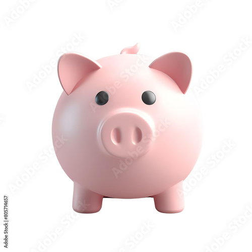 3D rendering of a pink piggy bank on a transparent background.