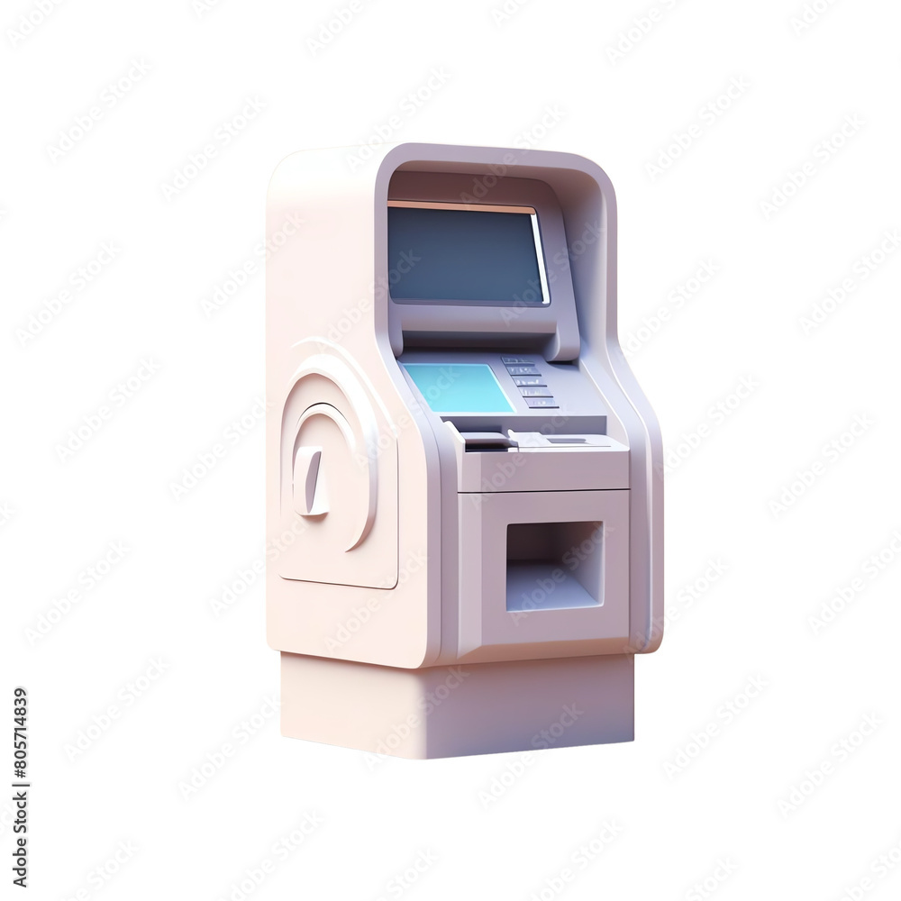 a modern ATM with a large touch screen and a card reader.isolated on a transparent background. a modern ATM with a large touch screen and a card reader.isolated on a transparent background.