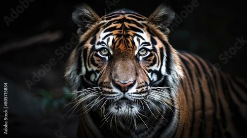 Sumatran tiger, critically endangered, iconic big cat of Sumatra. Ai Generated