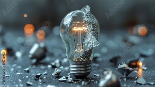 Energy Saving Bulb with a Broken Rare Earth Magnet Photograph an energysaving bulb next to a cracked rare earth magnet photo