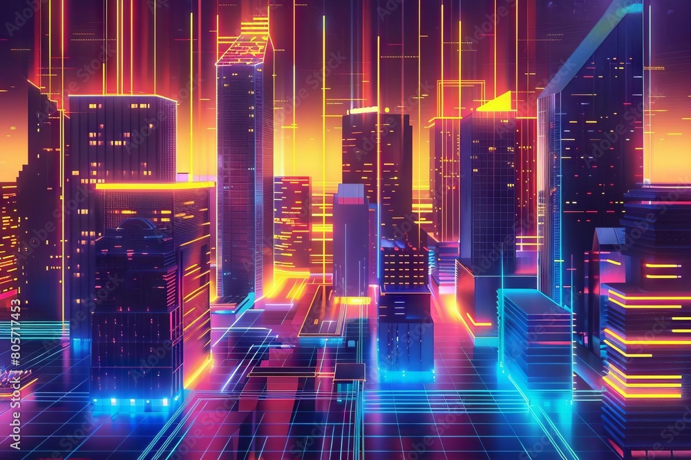 neon utopia futuristic cityscape pulsates with vibrant colors and sleek architecture aigenerated illustration